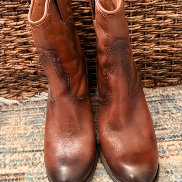 Lucky Brand Brown Leather Ankle Western Booties - Picture 2 of 7